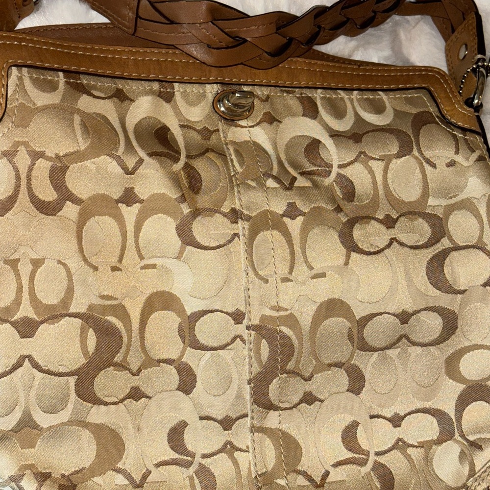 Coach LARGE Monogram Shoulder Bag W/ braided strap & kiss lock
